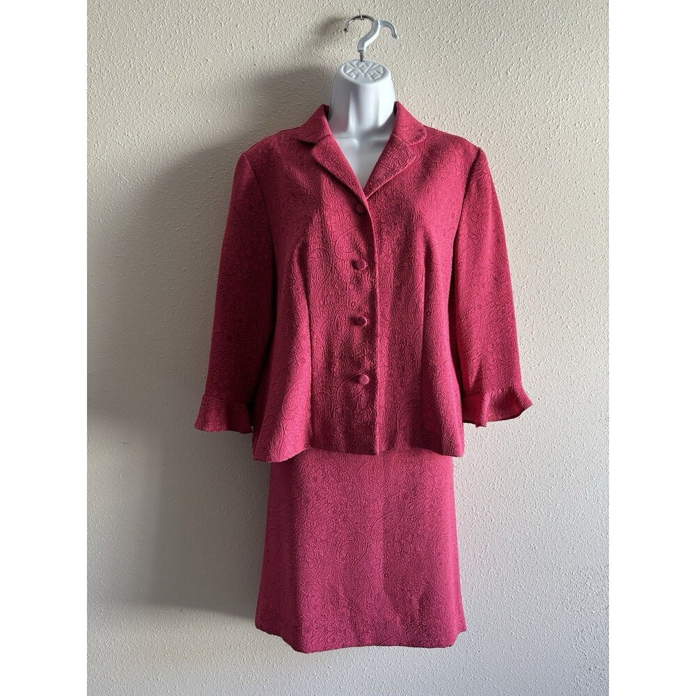 Vintage‎ Miss Dorby Skirt Suit Pink Paisley 10P Petite